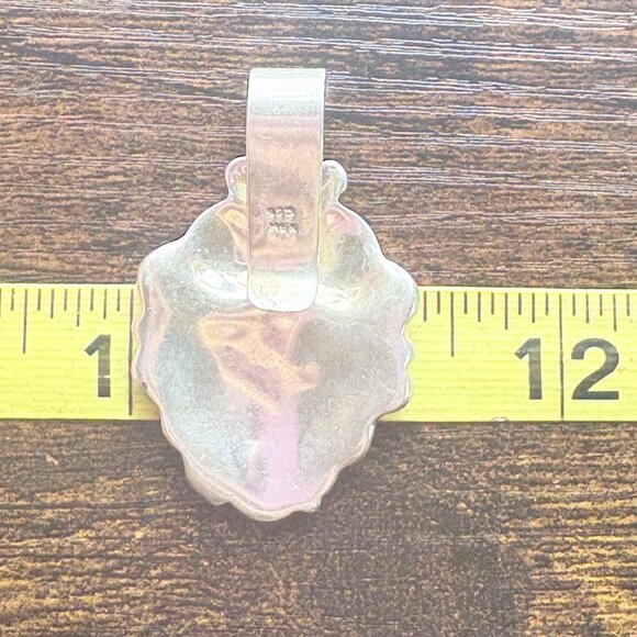VTG Solid Sterling Silver 925 Scroll Leaf Design Pendant Size 2" Length - Picture 8 of 9